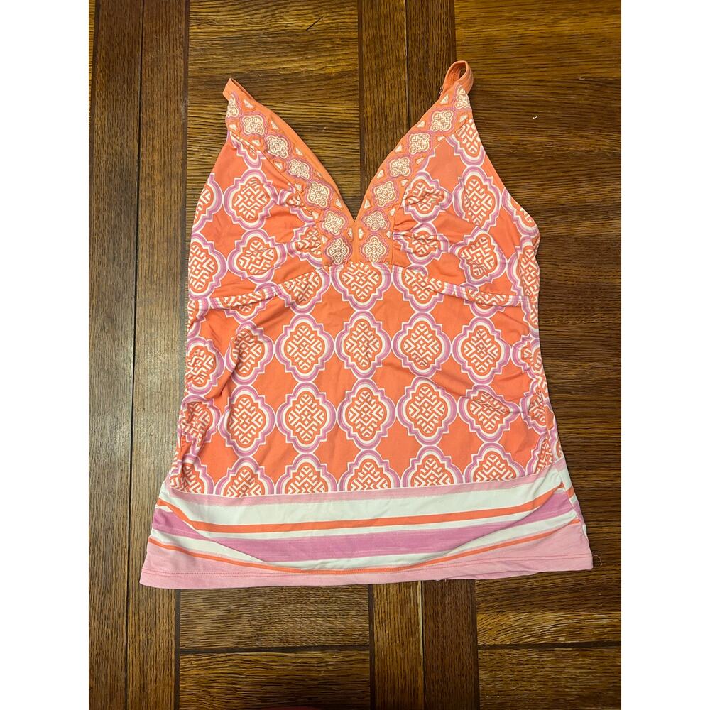 Cabana Life Coral Gables Embroidered Tankini Top Size L UPF 50+ Sun Protective - Picture 3 of 12